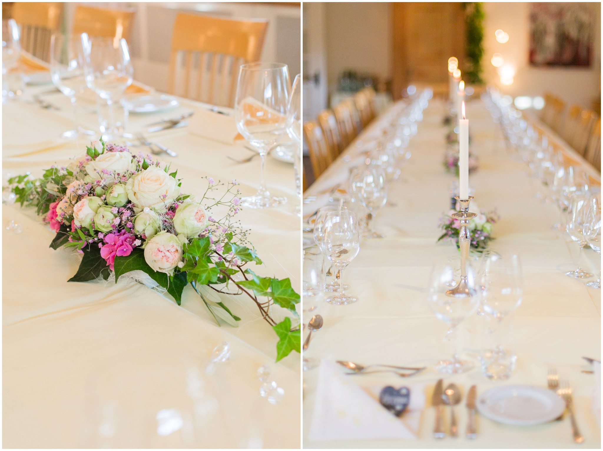Restaurant Löwen Berken Hochzeit heiraten in Berken Tischdekoration